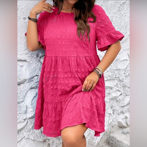 SHEIN LUNE Plus Size Bell Sleeve Smock Dress Hot Pick Size 4XL - Picture 5 of 10